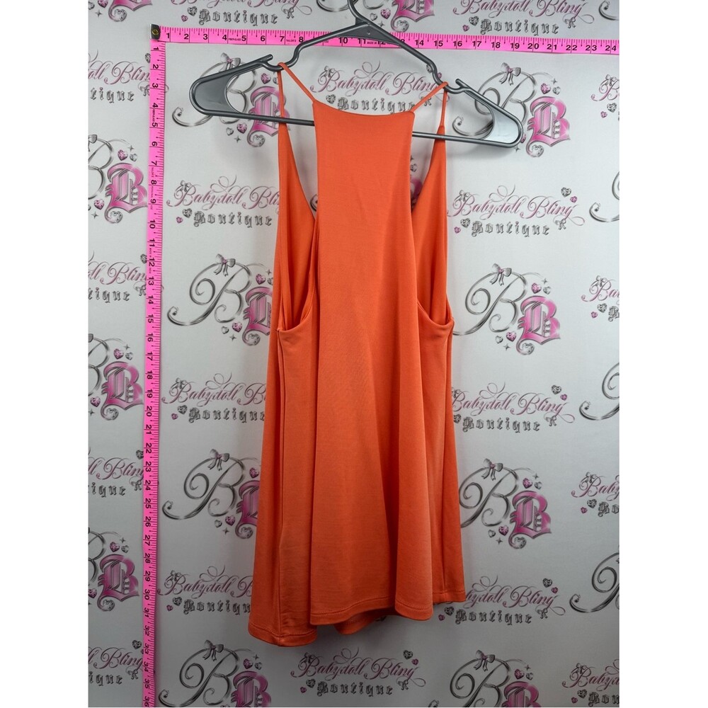 H&M tank top flowy bright neon summer Orange V-Neck Racerback Tank Top - Picture 2 of 7